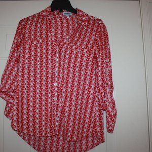Express Portofino Shirt Red Butterfly Print Women's Size Small